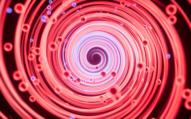 Abstract spline curves and spheres background, 3d rendering.