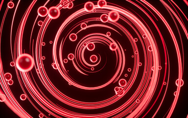 Obraz premium Abstract spline curves and spheres background, 3d rendering.