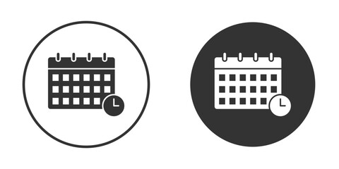 Calendar clock icon for your web mobile application design. Modern flat.