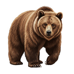 Obraz premium Brown bear walking isolated on transparent background isolated transparent background