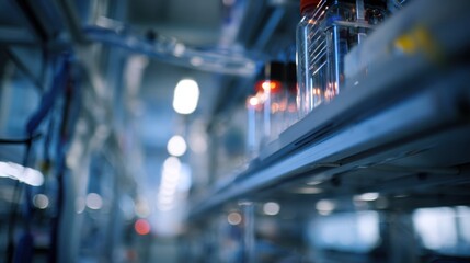 Medium shot highlights closeup of experimental phasechange material layers within a passive cooling facade setup main layers crisp and distinct as lab instruments fade into bokeh.