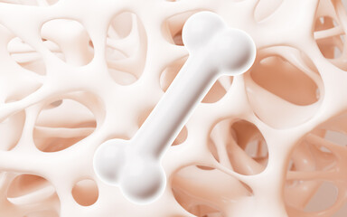 Human bones and porous skeletal framework background, 3d rendering.