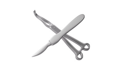 Scalpel, hemostatic forceps and so on surgical tools, 3d rendering.