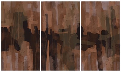 Modern interior triptych. The picture is painted by hand on a tablet.
