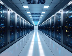 Server room interior with rows of equipment