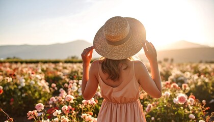 Woman in a field of flowers
