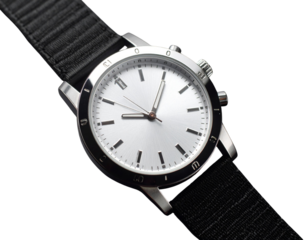 Sleek black and white minimalist wristwatch design