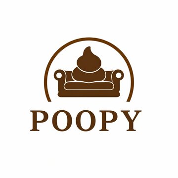 funny poopy Logo illustration on the couch  simple flat design