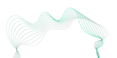 Dynamic wave lines on a white background, featuring immersive colors and smooth curves, representing concepts of creativity, technology, and modern flowing symmetrical design element.