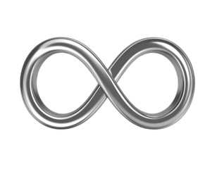 Sleek metallic infinity symbol on a Transparent Background