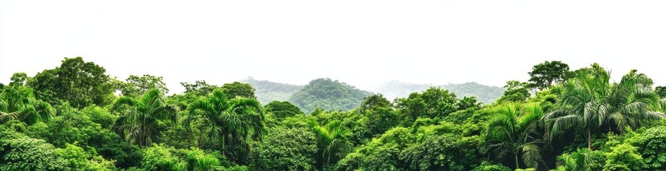 The horizon features an isolated lush green forest of wide proportions, where the edge is marked by a combination of deciduous and coniferous trees, where the background remains entirely natural
