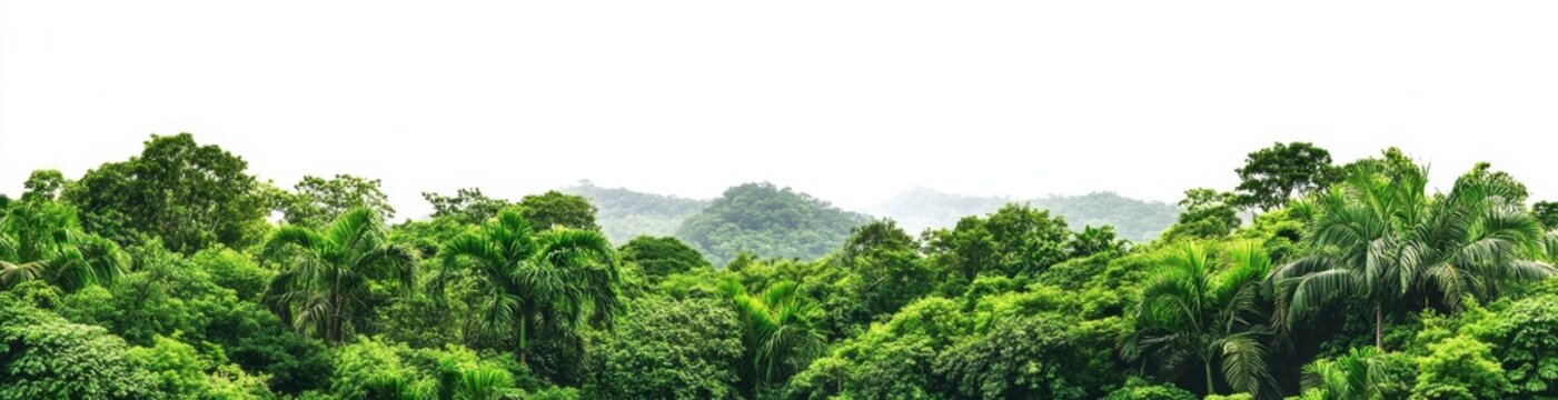 The horizon features an isolated lush green forest of wide proportions, where the edge is marked by a combination of deciduous and coniferous trees, where the background remains entirely natural