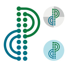 Logo abstract with linear geometric pattern of circles and semicircle lines.