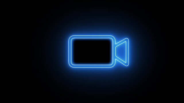 Neon glowing Camera recording icon loop animation, flat symbol isolated on white, hd vector graphic, minimal design element
