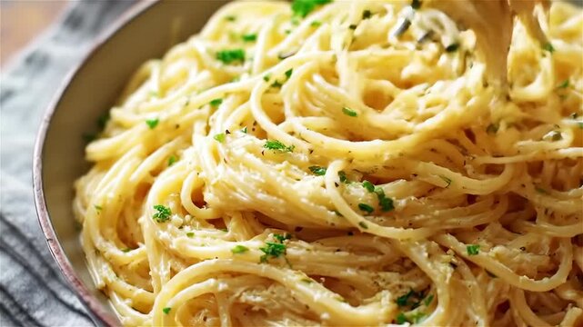 Discover the art of crafting creamy spaghetti with garlic and herbs in this delightful culinary journey