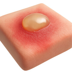 Close up skin blister with fluid isolated on a transparent background bubble