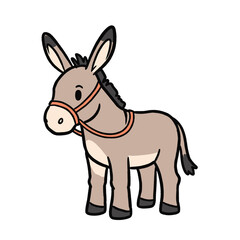 Obraz premium Black and white illustration of donkey isolated on white background