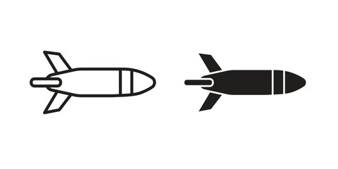 Torpedo icon. Sign design in outline and flat style for web