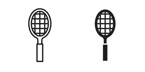 Tennis racket icon. Sign design in outline and flat style for web