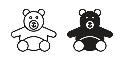 Teddy bear icon. Sign design in outline and flat style for web