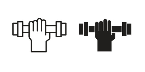 Strength training icon. Sign design in outline and flat style for web
