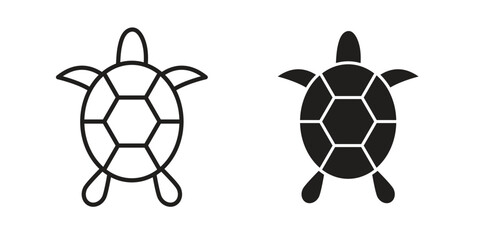 Obraz premium Sea turtle icon. Sign design in outline and flat style for web