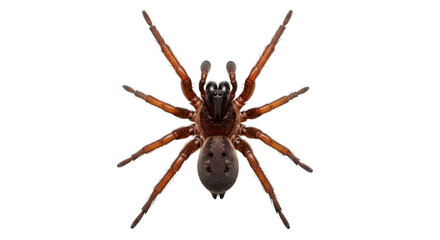 A brown spider with long legs isolated on transparent background