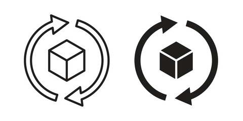 Replacement icon. Sign design in outline and flat style for web