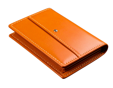 tylish orange wallet with stitched detailin