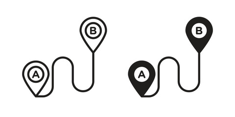 Path A to B icon. Sign design in outline and flat style for web © iconic