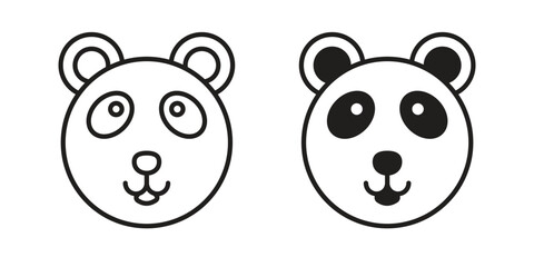 Panda bear icon. Sign design in outline and flat style for web