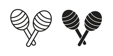 Maracas icon. Sign design in outline and flat style for web