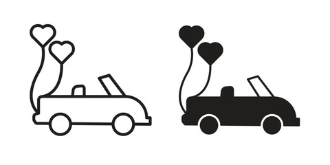 Naklejka premium Just married icon. Sign design in outline and flat style for web