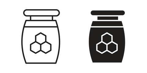 Honey jar icon. Sign design in outline and flat style for web