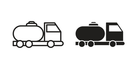 Fuel truck icon. Sign design in outline and flat style for web