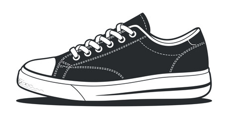 Sneaker Shoe Vector Illustration Casual Footwear Sport Training Gym Exercise Running Walking Style