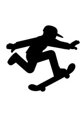 Skateboarder Mid-Trick Silhouette