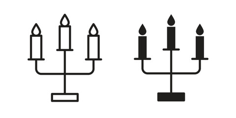 Candelabra icon. Sign design in outline and flat style for web