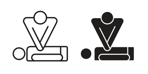 CPR icon. Sign design in outline and flat style for web