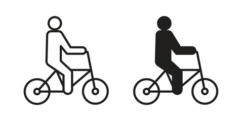 Obraz premium Bicycle rider icon. Sign design in outline and flat style for web