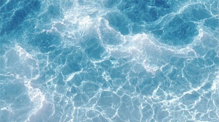 Obraz premium Gentle waves ripple across a vibrant blue ocean, reflecting sunlight. The scene captures the calmness and beauty of tropical waters on a bright day, inviting relaxation and tranquility.