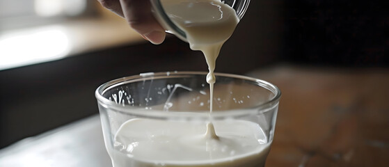 pouring a glass of milk