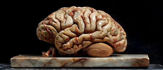 old wooden brain with clipping path