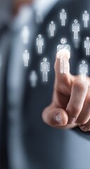 Businessman selecting a person