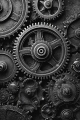 Close-up of intricate metal gears