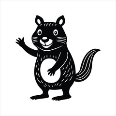 Cute Quokka Character Standing Silhouette Illustration