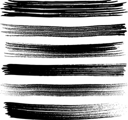 A collection of bold, black vector grunge brush strokes.