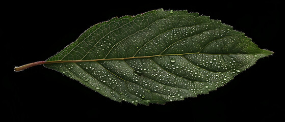 leaf on black background