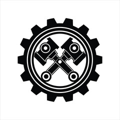 Industrial Repair Silhouette Vector Art on White