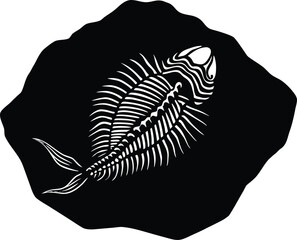 Silhouette of Ancient Fossil Embedded in Stone